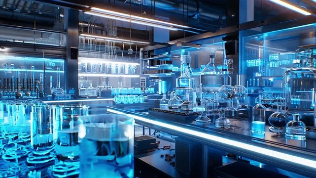 Scientific laboratory. Modern Empty Biological Applied Science Laboratory