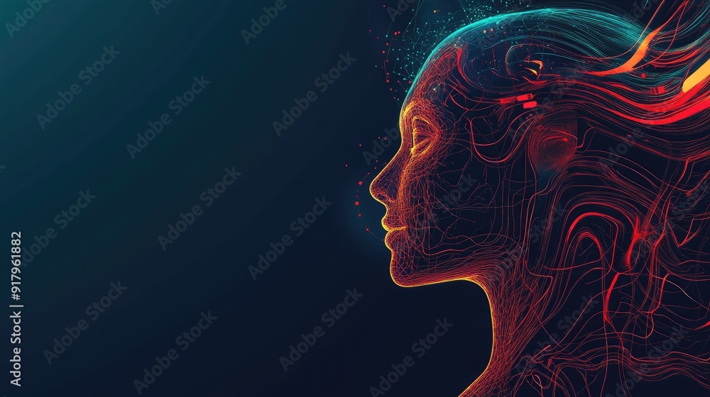 Poster conceptual technology illustration of artificial intelligence. abstract futuristic background