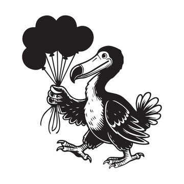recommend clip art: Dodo Clipart, Flightless bird outline design, Raphus cucullatus illustration in black and white
                    