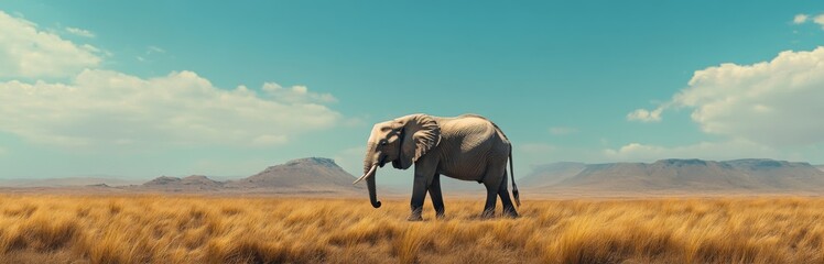 Fototapeta premium Elephants on the Brink: The Dire Impact of Climate Change and Habitat Destruction on Endangered Species and the Urgent Need for Conservation.
