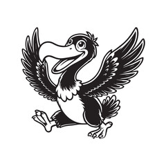 Fototapeta premium Dodo Clipart, Flightless bird outline design, Raphus cucullatus illustration in black and white 