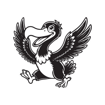 recommend clip art: Dodo Clipart, Flightless bird outline design, Raphus cucullatus illustration in black and white
                    
