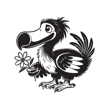 recommend clip art: Dodo Clipart, Flightless bird outline design, Raphus cucullatus illustration in black and white
                    