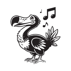 Fototapeta premium Dodo Clipart, Flightless bird outline design, Raphus cucullatus illustration in black and white 