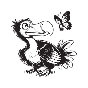 recommend clip art: Dodo Clipart, Flightless bird outline design, Raphus cucullatus illustration in black and white
                    