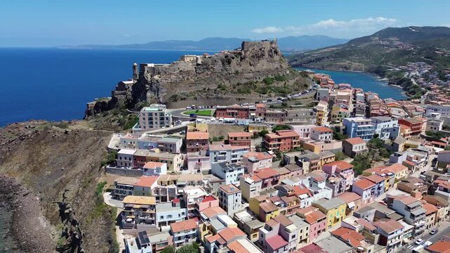View of the town of Castelsardo on the coastline of Sardinia