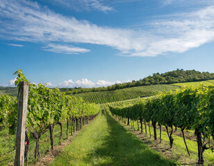 Fototapeta premium Vignoble en été sous un ciel bleu