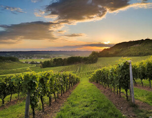 Fototapeta premium Vignoble au coucher du soleil