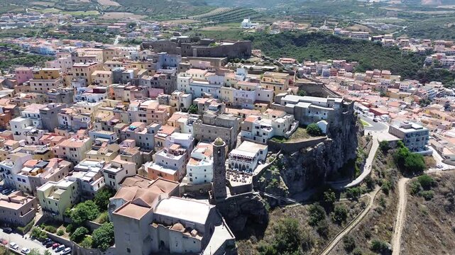 View of the town of Castelsardo on the coastline of Sardinia