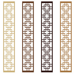 Fototapeta premium 紙ありのアジアン風の窓枠や家具に使われる文様・装飾のイラスト素材 ベクター