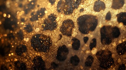 Golden sparkling leopard spots on a dark background