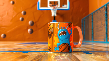 Vibrant Yeti Basketball Mug   Courtside Sports Drinkware for Fans and Players