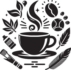 Coffee Shop Logo With Coffee Elements And Coffee Symbol Vector Illustration