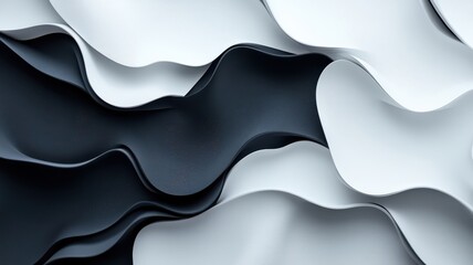 Dynamic interplay of angular and curvilinear shapes in monochrome on a mural wallpaper.