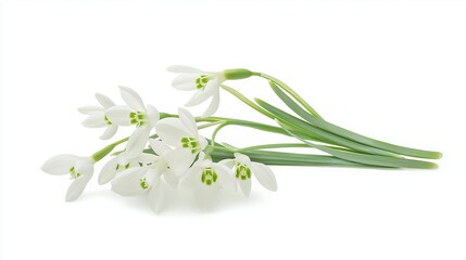 Obraz premium Snowdrop Flowers Isolated on White Background with Clipping Path
