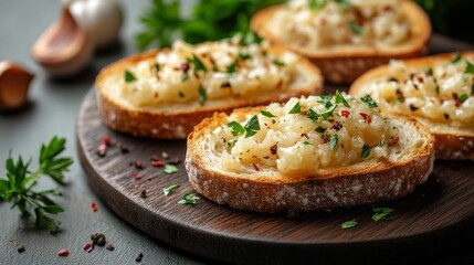 Four small breads with herbs and spices on top