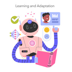 Robot Assistants. Flat Vector Illustration