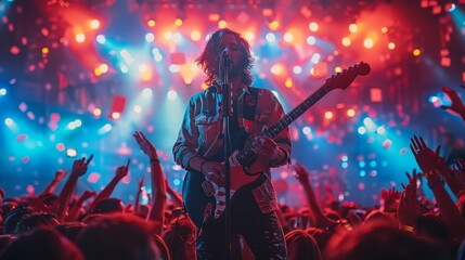 Rock star live performance with electric atmosphere - generative ai