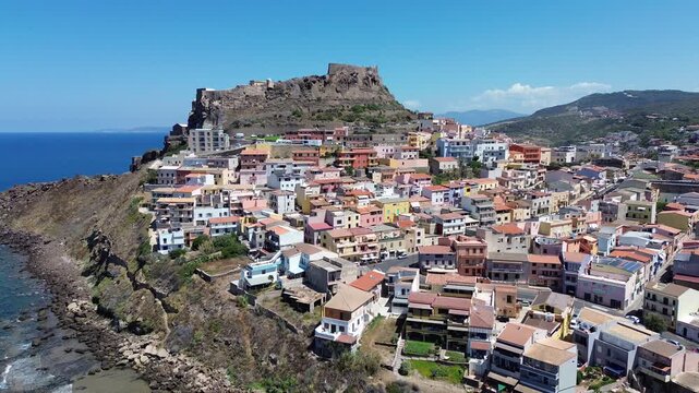 View of the town of Castelsardo on the coastline of Sardinia