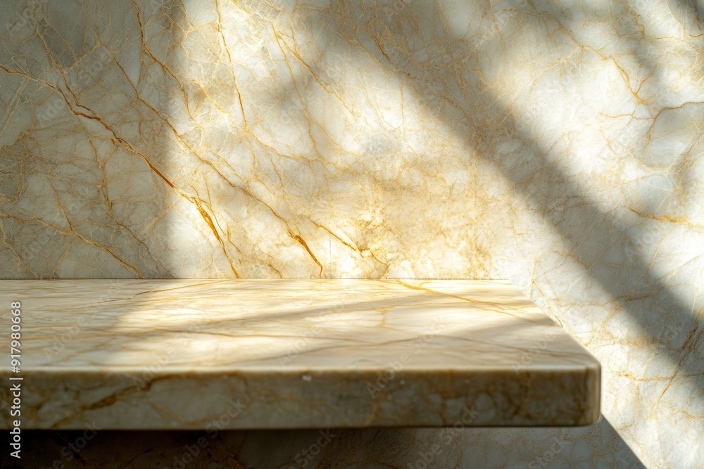 Aufkleber marble table texture against marble background with shadows generative ai
