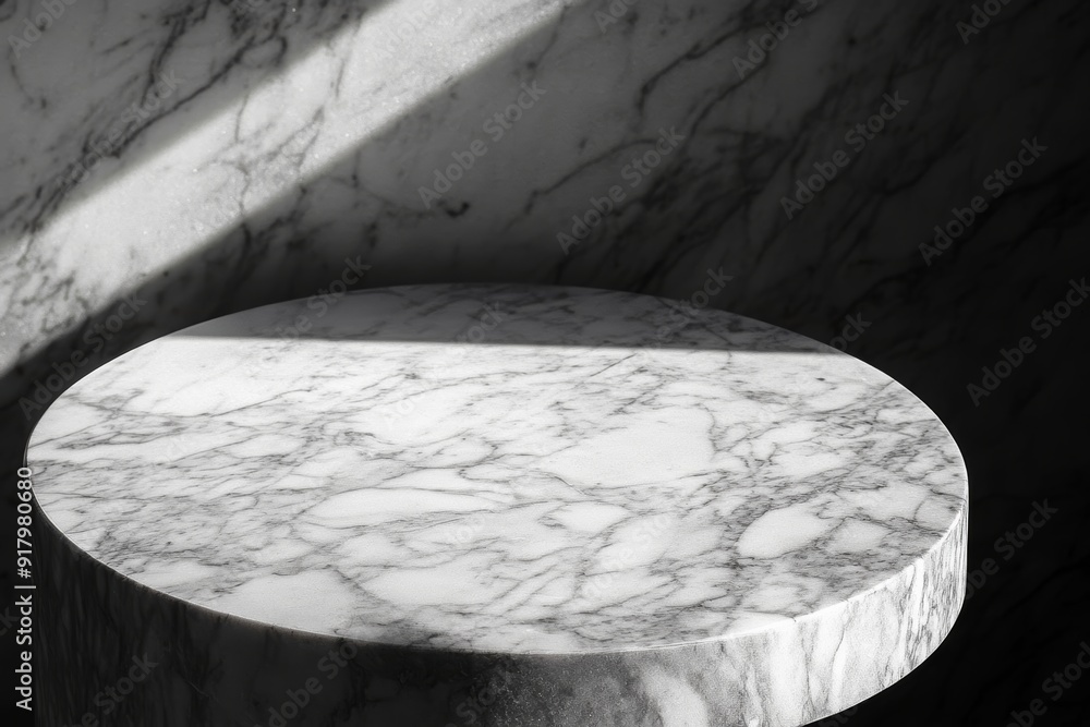 Aufkleber marble table texture against marble background with shadows generative ai