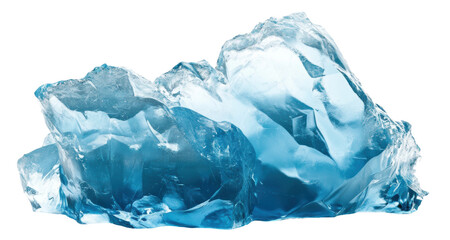 Large blue ice chunks melting, cut out - stock png.