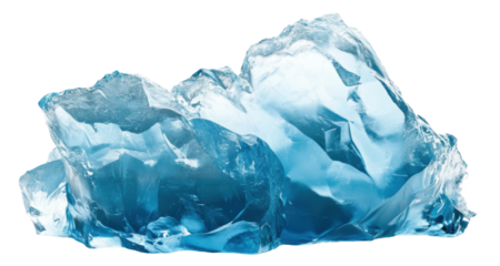 Large blue ice chunks melting, cut out - stock png.