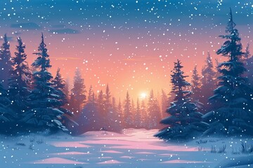 Fototapeta premium winter landscape with trees and snow