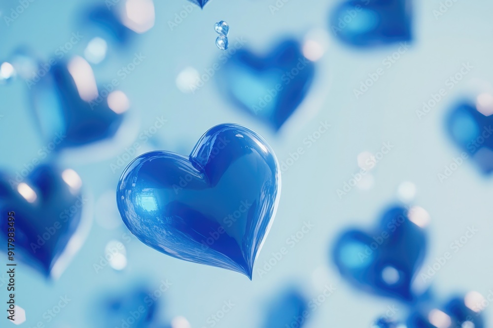 Poster blue heart shaped balloon