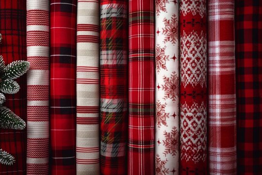 A cozy warm plaid featuring classic Christmas patterns, including festive motifs like snowflakes, reindeer, and Christmas trees. The plaid's rich colors and patterns create a welcoming and cheerful at