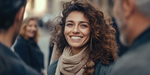 Fototapeta premium Curly haired woman smiling