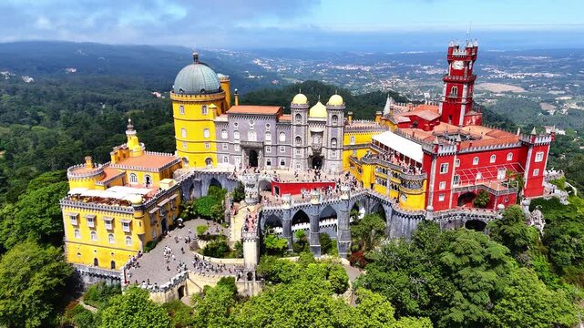 Aerial view of The Pena Palace Sintra Portugal-03