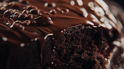 Chocolate Cake with Icing Close Up