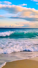 Soothing Ocean Waves Crash Gently on the Shore at Sunset