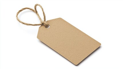 a brown tag with a string on it