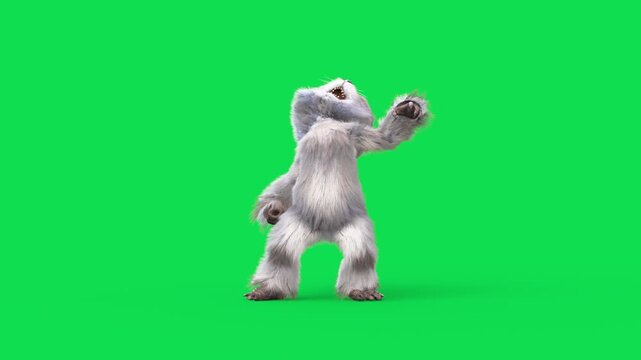 Evil Humanoid Cat Green Screen Die Front Horror 3D Animation Rendering CGI Fur