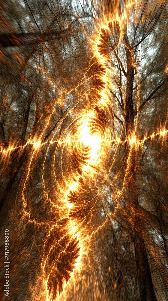 Poster exploring the dynamic beauty of mathematical concepts in nature during golden hour