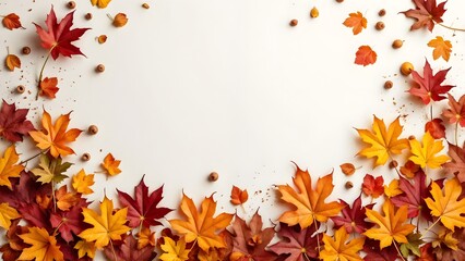 High-Quality Photorealistic Autumn Theme Wallpaper with a White Background, Showcasing the Beauty of Fall Foliage and Seasonal Elements in a Stunningly Realistic Backdrop