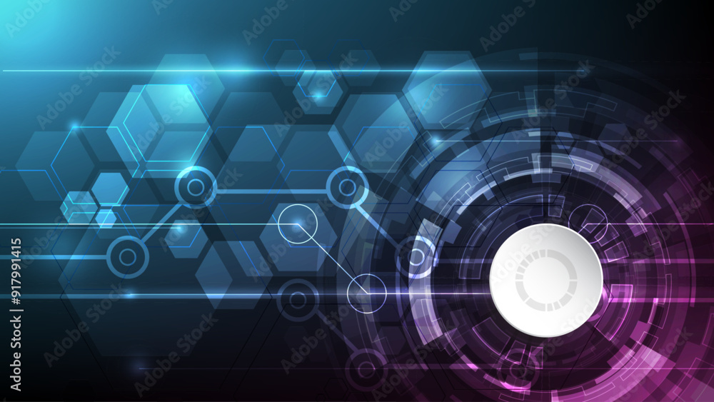 Poster abstract technology background with hexagons. vector illustration for your design.
