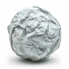Fototapeta premium Crumpled paper ball isolated on white with clipping path, Generative AI 
