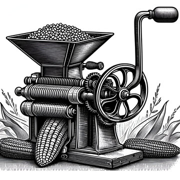 Vintage corn sheller black and white 