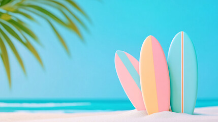 Summer beach surfing holiday outdoor sports scene illustration