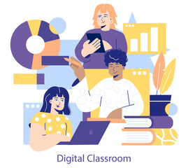 Online Education. Flat Vector Illustration