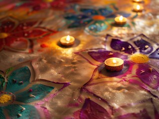 Fototapeta premium Diwalli celebration rangoli background wallpaper decoration