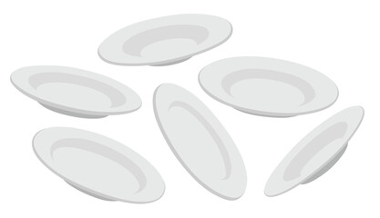 Plate vector set cute cartoon style.
