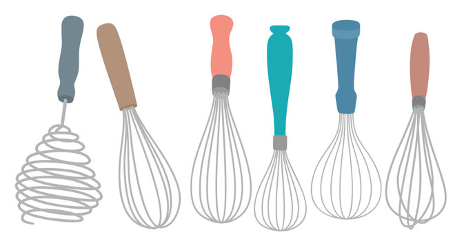 Wire whisk kitchen  vector set cute cartoon style.