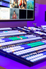 Video Mixer Switcher. Modern Live television broadcast video switcher production. Professional...