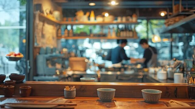 Serving diners directly from the kitchen counter is the Blur chef, who is in charge of creating the restaurant's signature porcelain tea cups.