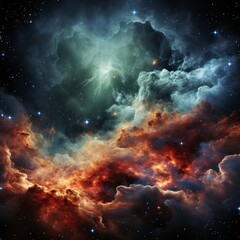 Fototapeta premium A visually stunning and immersive galaxy world with swirling nebulae, sparkling stars, and distant planets