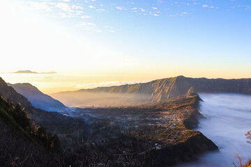 Morning misty fog at valley